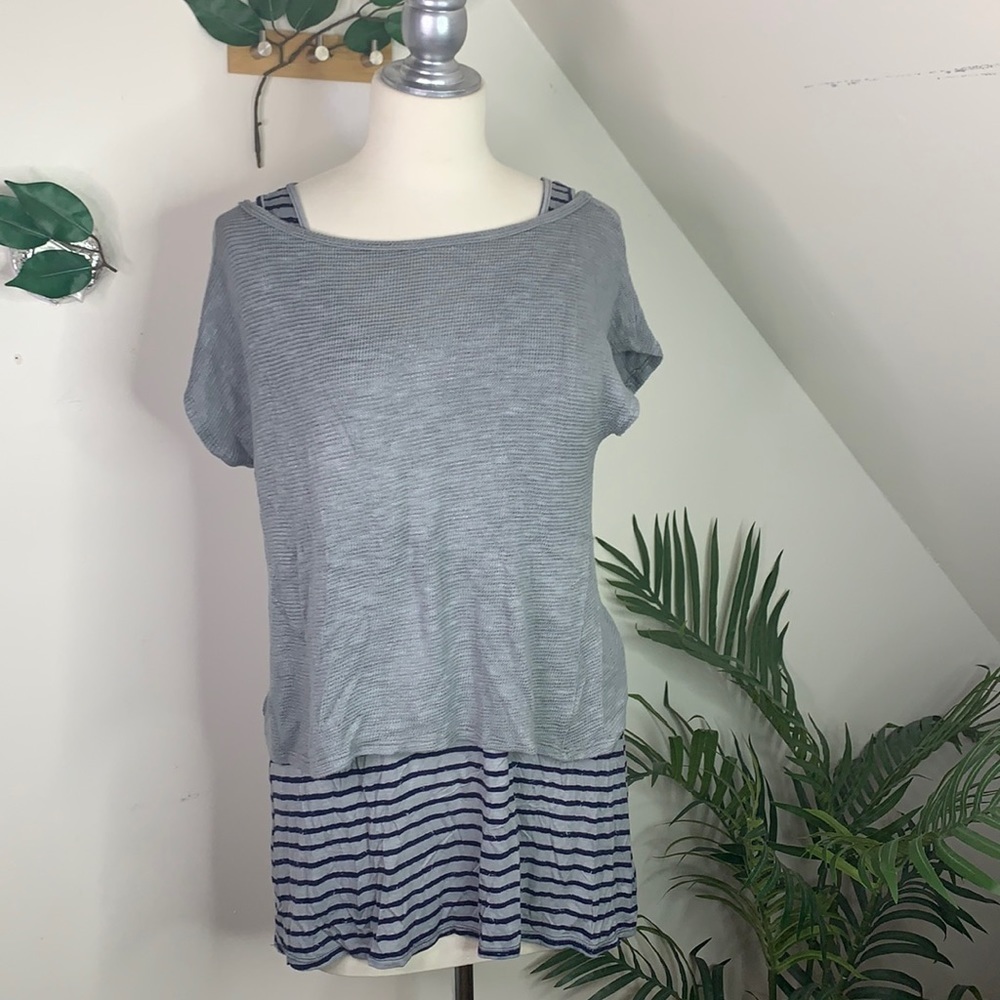Olivia Moon Layered Stripe Dress Or Top L